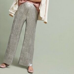 Elevenses Metallic Silver Wide Leg Pants M